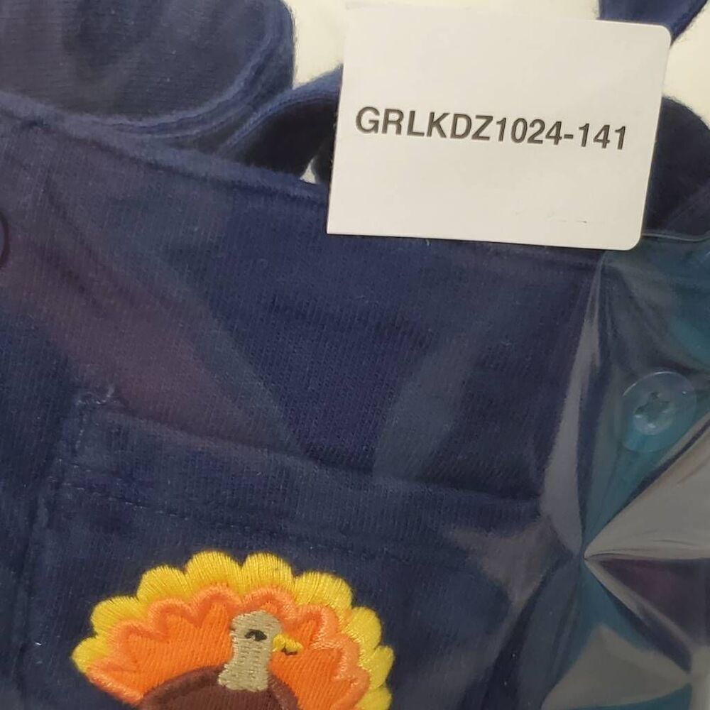 Carters Girls 6 month Navy Turkey Romper - Picture 6 of 6